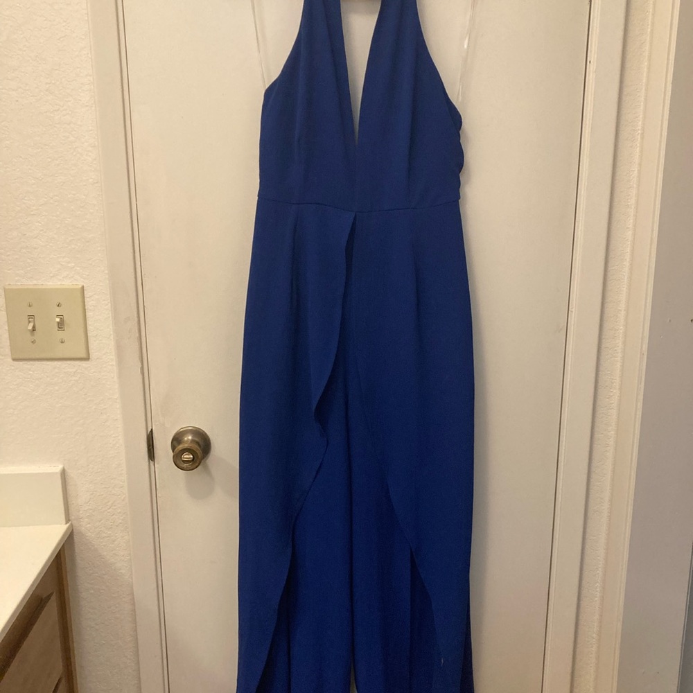 Elegant Blue Halter Jumpsuit
